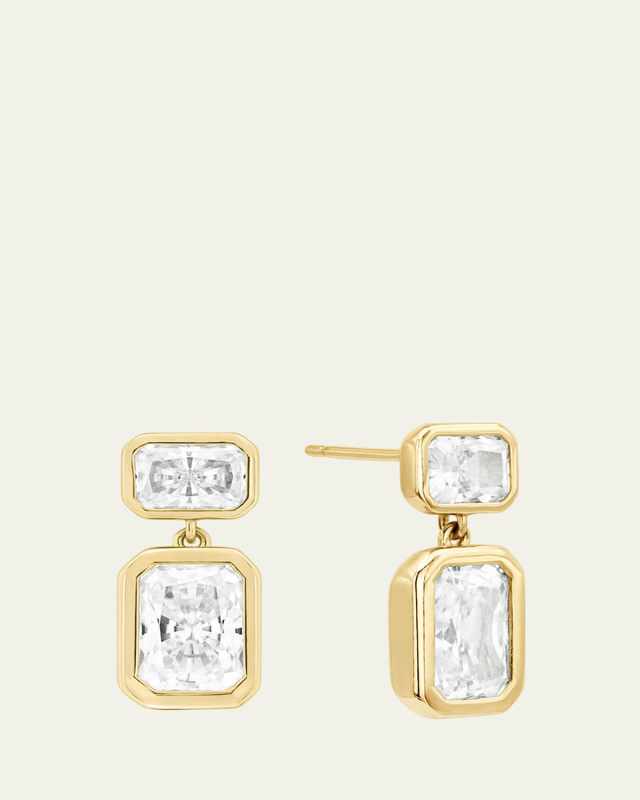 Emerald Baguette Cubic Zirconia Drop Earrings